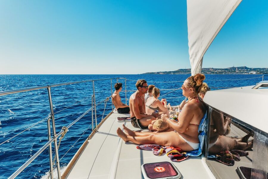 Rhodes: All-Inclusive Catamaran Cruise with Lunch and Drinks - Afandou Beach caves (power catamaran): a scenic change from open water