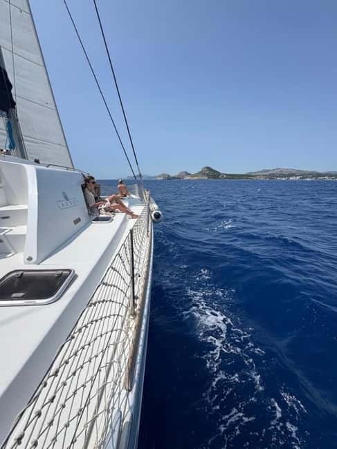 Rhodes: All inclusive Catamaran Escape with Lunch & Drinks - Sailing Rhodes’ east coast, then getting your first swim time right