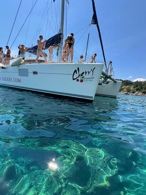 Rhodes: All inclusive Catamaran Escape with Lunch & Drinks - Anthony Quinn Bay: film-fame beauty and an easy first plunge