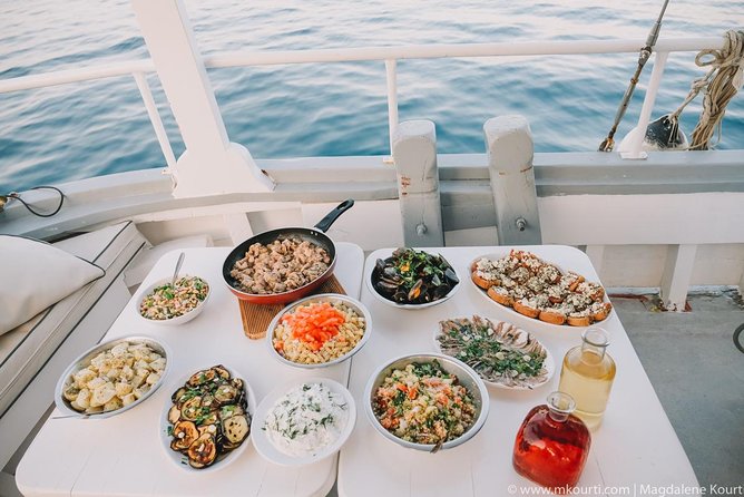 Rhodes Exclusive Swim Cruise Cocktail Open bar & Gourmet Buffet - The all-day setup: open bar, lounging, and a buffet that is not an afterthought