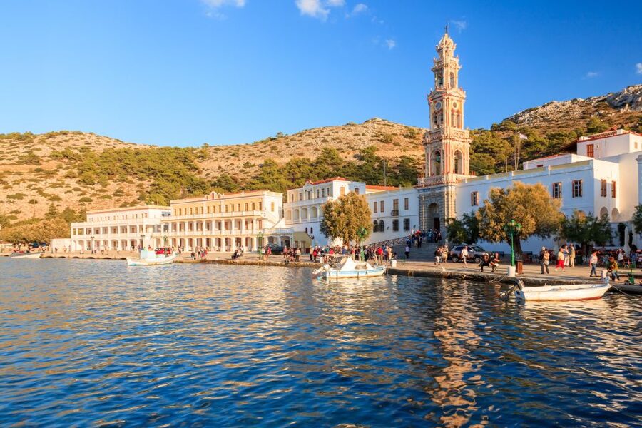 Rhodes: Speedboat trip to Symi Town and Panormitis Monastery - Panormitis Monastery stop: Archangel Michael and why the timing matters