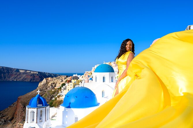 Santorini 2h Private Flying Dress Photoshoot with Transportation - How the 2-hour flying dress session fits your Santorini day