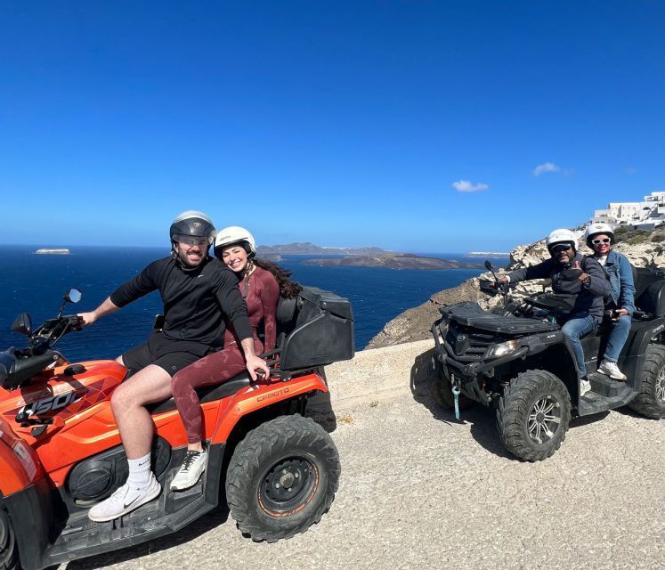 Santorini: ATV-Quad Experience Tour + Transportation - Stop 1: Perissa black beach start, then the island switches gears