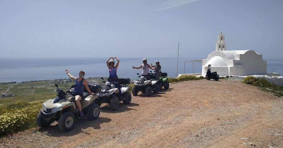 Santorini: ATV-Quad Experience Tour + Transportation - Emporio and the Venetian Castle area: narrow streets with local texture