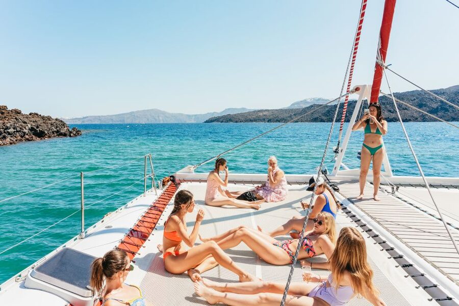 Santorini: Catamaran Tour with BBQ Dinner, Drinks, and Music - Should you book this Santorini BBQ catamaran tour?