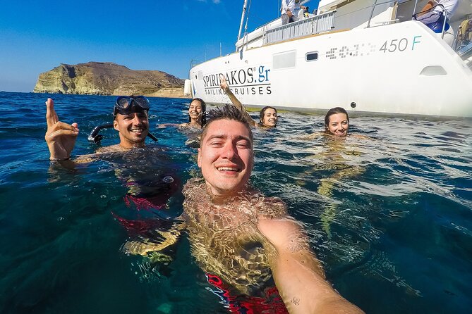 Santorini Classic Catamaran Cruise with BBQ, Drinks and Transfers - Volcano Explanation, Nea Kameni Timing, and the BBQ While You’re Still in Caldera Mode