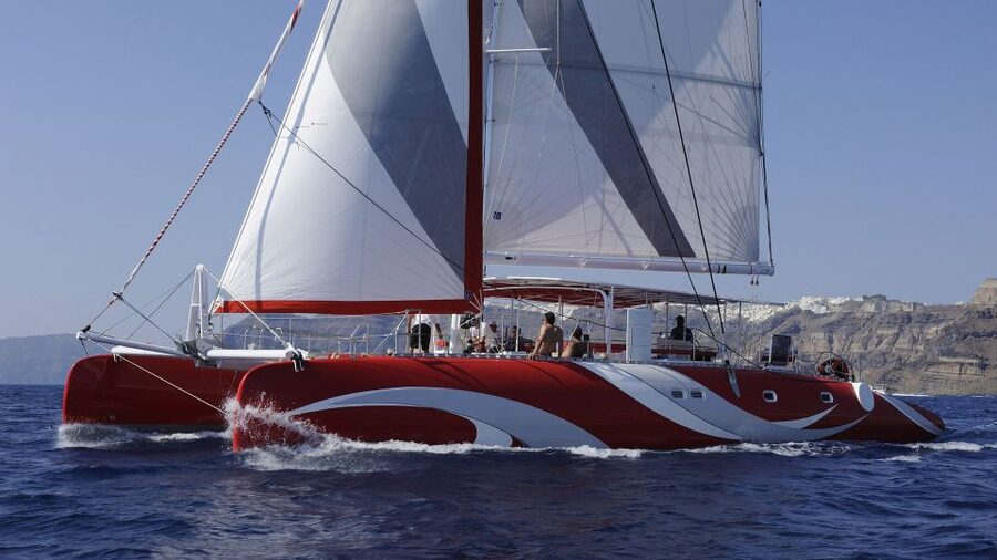 Santorini: Dream Catcher 5-hour Sailing Trip in the Caldera - Private bays for swimming and snorkeling: the real reason to go