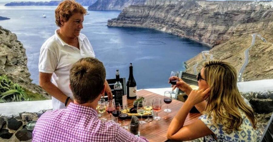 Santorini: Guided Tour to 3 Wineries with Wine Tastings - Estate Argyros: big name, big views, and the scale of Santorini