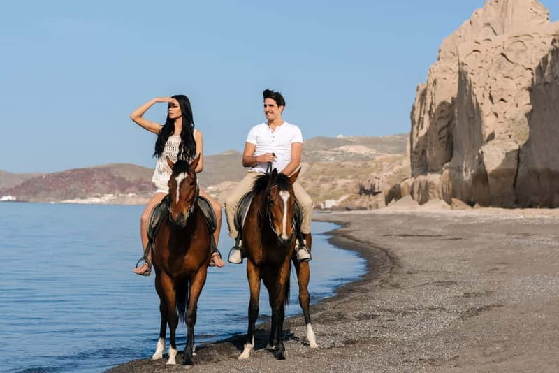Santorini: Horseback Riding on the Black Sandy Eros Beach - Starting at Vlychada Stables: The Lesson, Helmets, and Setup