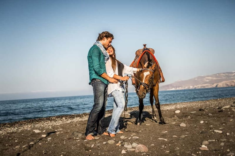 Santorini: Horseback Riding on the Black Sandy Eros Beach - Eros Beach on Horseback: Shoreline Riding and Sea-Time