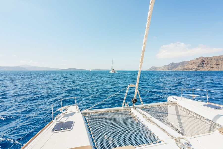 Santorini: Luxury Catamaran Day Trip with Meal and Open Bar - Hotel Pickup and Getting Onboard a Small 20-Guest Catamaran