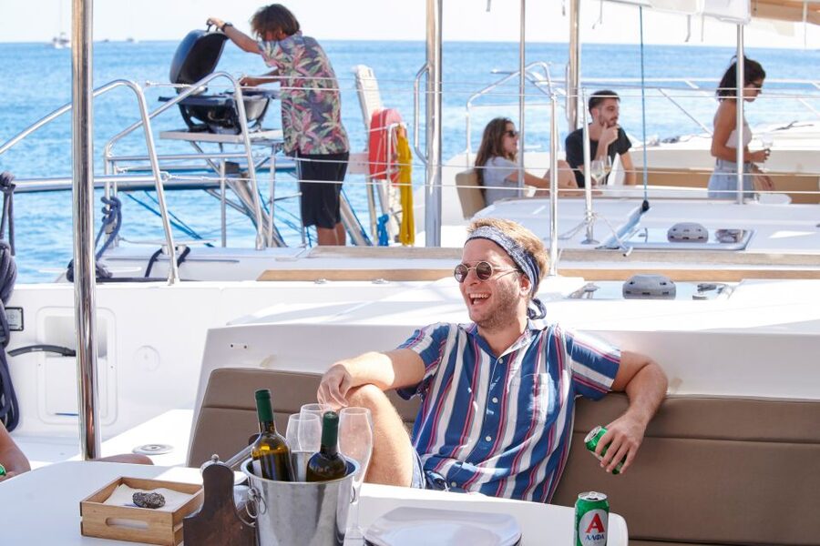 Santorini: Platinum Catamaran Cruise w/ BBQ Meal & Open Bar - Thirassia Island: the calmer side of the caldera
