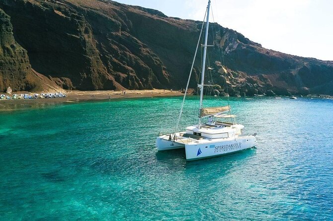 Santorini Private Catamaran Cruise with BBQ, Open Bar & Transfers - The Cruise Route: Red Beach to Fira Cliffs to the Volcano Islands