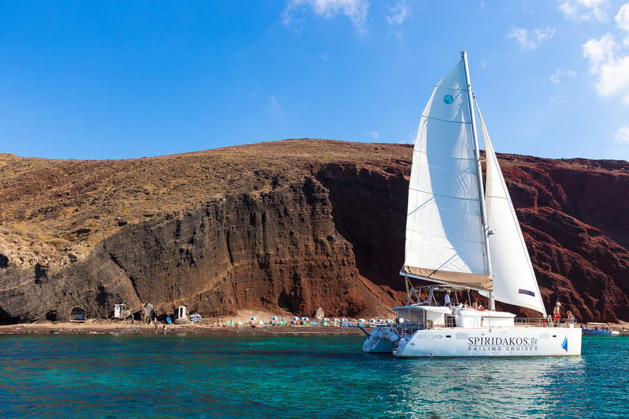 Santorini: Sailing Catamaran Cruise with BBQ and Drinks - Boat comfort: deck space is the real luxury here