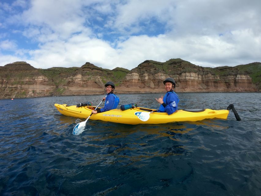 Santorini: Sea Caves Kayak Trip with Snorkeling and Picnic - White Beach Cliff Jump: Adrenaline With a Safety Net