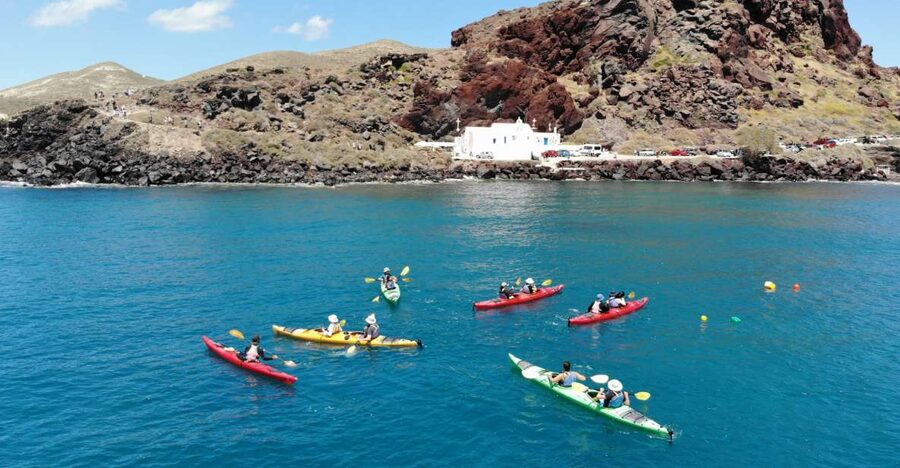 Santorini: South Sea Kayaking Tour with Sea Caves and Picnic - White Beach Break Time: Swim, Snorkel, and Picnic