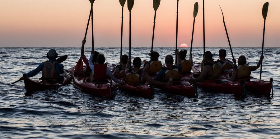Santorini: Sunset Sea Kayak with Light Dinner - Paddling along the coast: what the kayaking actually feels like