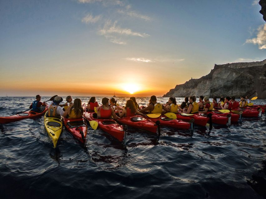 Santorini: Sunset Sea Kayak with Light Dinner - From pickup to Mesa Pigadia: the start that sets your pace