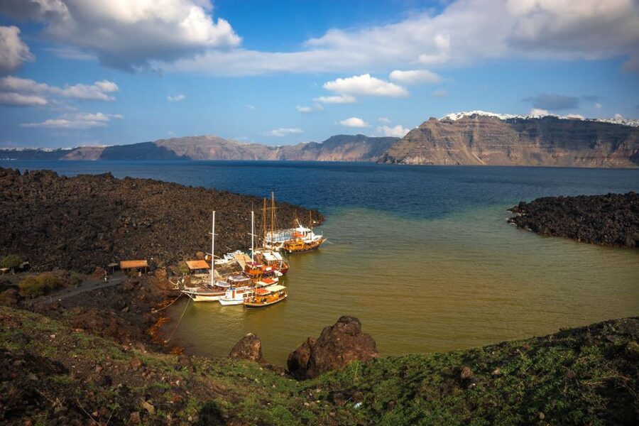 Santorini: Thirassia Islands and Volcano Guided Cruise - On board and transfers: seats, toilets, shade, and seasickness