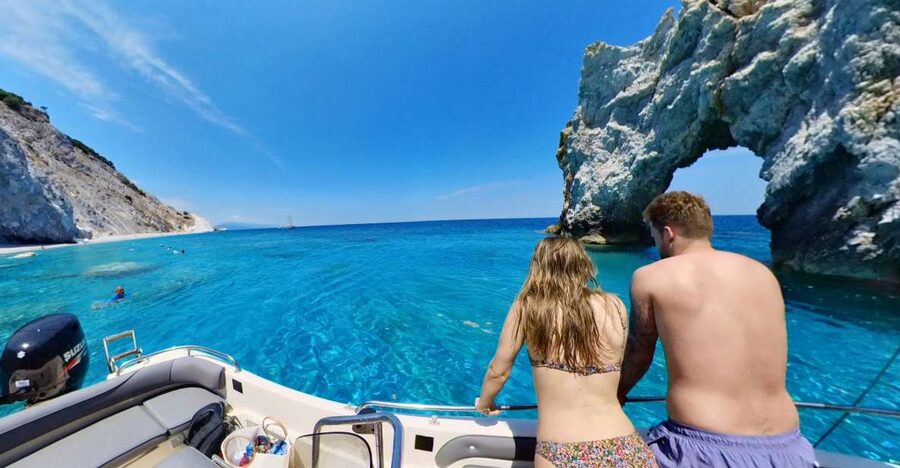 Skiathos: Private Lalaria Beach and Caves Speedboat Tour - Port meeting point in Skiathos, and how not to waste time