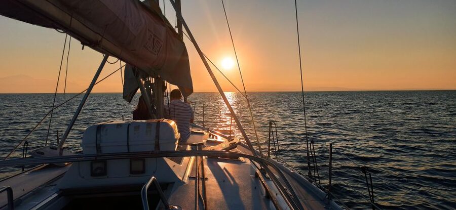 Thessaloniki Sunset Cruise departing from Nea Michaniona - Thermaikos Gulf scenery: bays, mansions, and the Mount Olympus factor